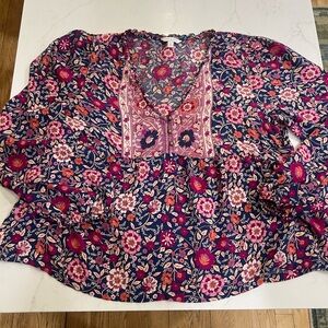 Lucky Brand Floral Blouse - Pink and Blue